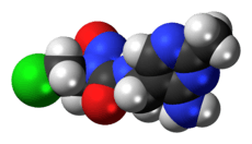 Space-filling model of the nimustine molecule