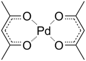 Skeletal formula of palladium(II) acetylacetonate