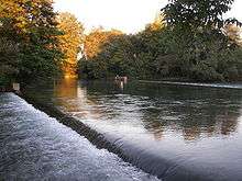 River cascading over a weir