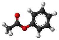 Ball-and-stick model of the phenyl acetate molecule