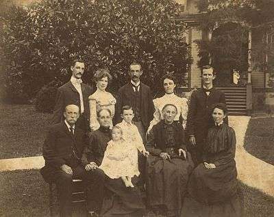 Samuel Dibble family of Orangeburg, South Carolina.Front row: Samuel Dibble, his wife Mary Christiana Louis Dibble, their grandchild Mary Caroline Moss, Samuel Dibble Moss (known as Dibble Moss), Ann Agnes Hall Louis (widow of Deopold Louis); Frances Agnes Dibble Moss(known as Agnes Moss). Back row: Louis Virgil Dibble; Annie Leak Wyatt Dibble; Samuel Dibble II, Mary Henley Dibble ("May" - later Mrs. W.W. Watson); Benjamin Hart Moss.