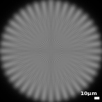 The image of a spoke target as imaged by an aberrated optical system.