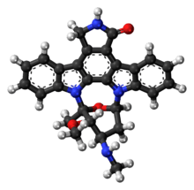 Ball-and-stick model of the staurosporine molecule