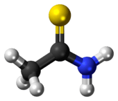 Ball-and-stick model of the thioacetamide molecule