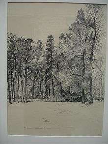 Ink landscape showing a group of trees