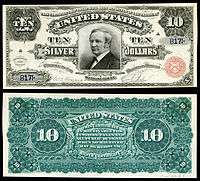 $10 Silver Certificate, Series 1886, Fr.291, depicting Thomas Hendricks