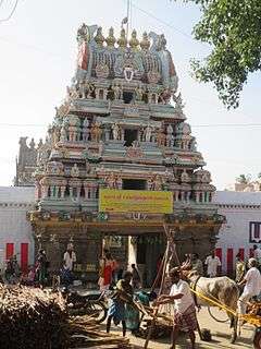 The three tiered Raja Gopuram of Ulagalantha Perumal Temple