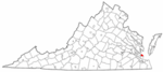 State map highlighting City of Poquoson