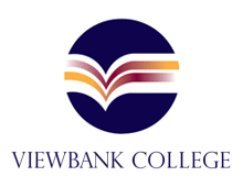 The logo of Viewbank College, a V.