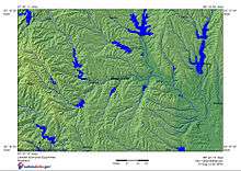 Shaded relief map of Village Creek in east Tarrant county.