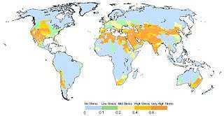 Water stress in river basins around the year 2000.