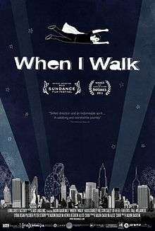 official poster for When I Walk that shows Jason DaSilva flying above the NYC skyline