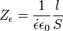 Z_\epsilon = \frac{1}{\dot {\epsilon} \epsilon_0} \frac{l}{S}