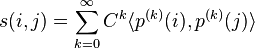 s(i,j) = \sum_{k=0}^{\infty} C^k \langle p^{(k)}(i), p^{(k)}(j) \rangle