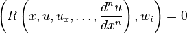 \left(R\left(x,u,u_x,\ldots,\frac{d^n u}{dx^n}\right),w_i\right)=0 